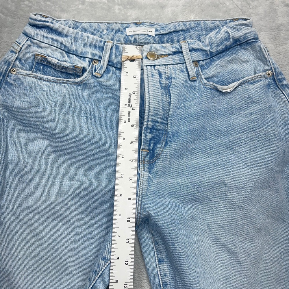 Good American High Rise Straight Leg Jeans Light Wash Denim Size 0 25 - Picture 4 of 9